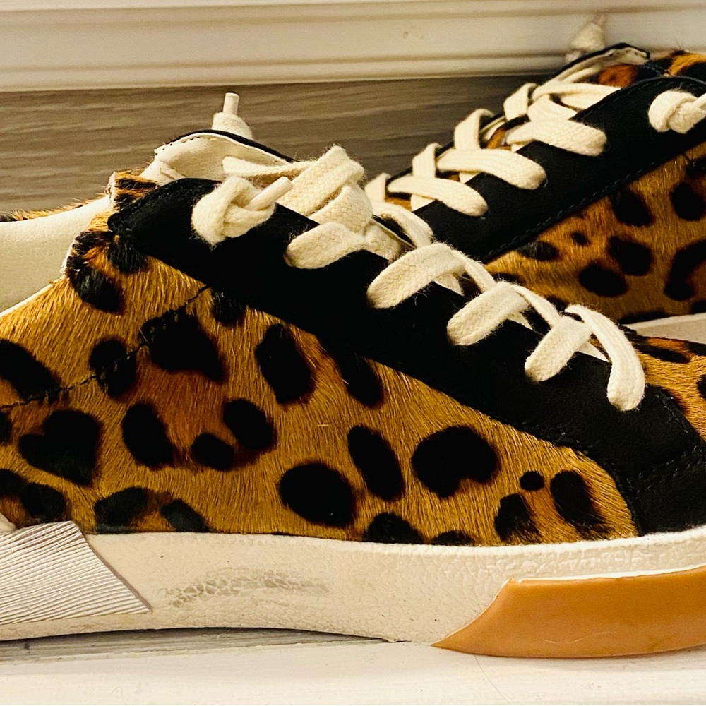 Brown and Black Leopard Print Sneakers with Black Accents